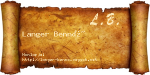 Langer Bennó névjegykártya